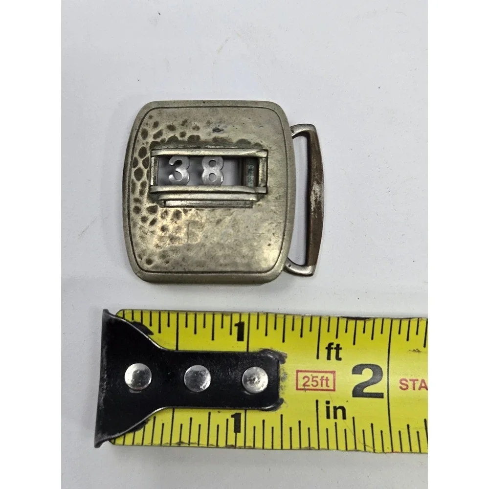 Vintage Swank Belt Buckle Bronze Deluxe Plate Number 38 Mid Century Accessory